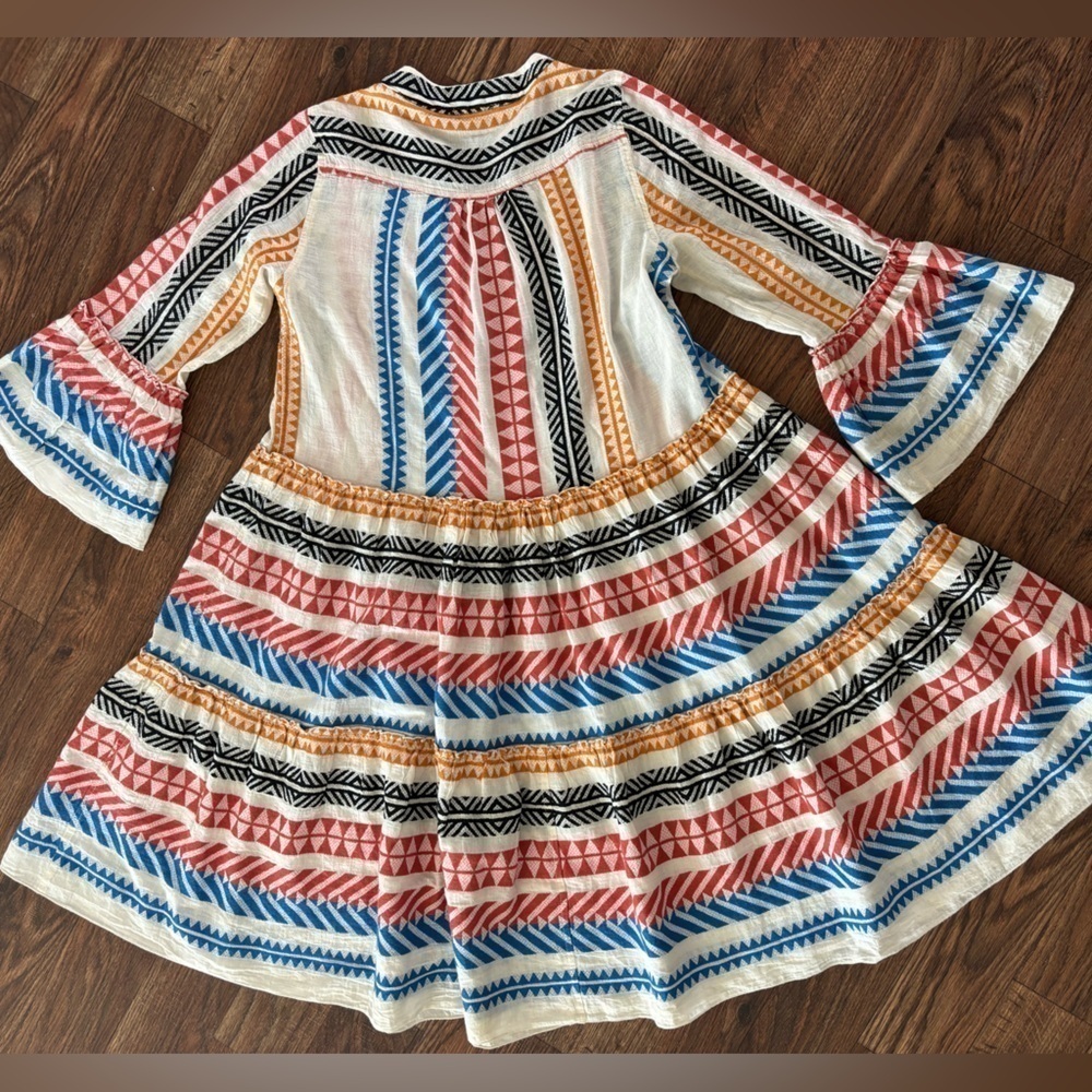 Anthropologie Devotion Twins Embroidered Ella Mini Dress Anthropologie XS Stripe - Picture 3 of 12